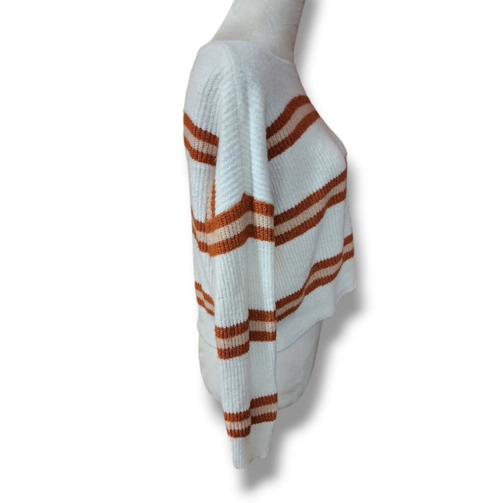Hazel Moon Striped Cropped Pullover Acrylic Knit Sweater - Picture 3 of 4